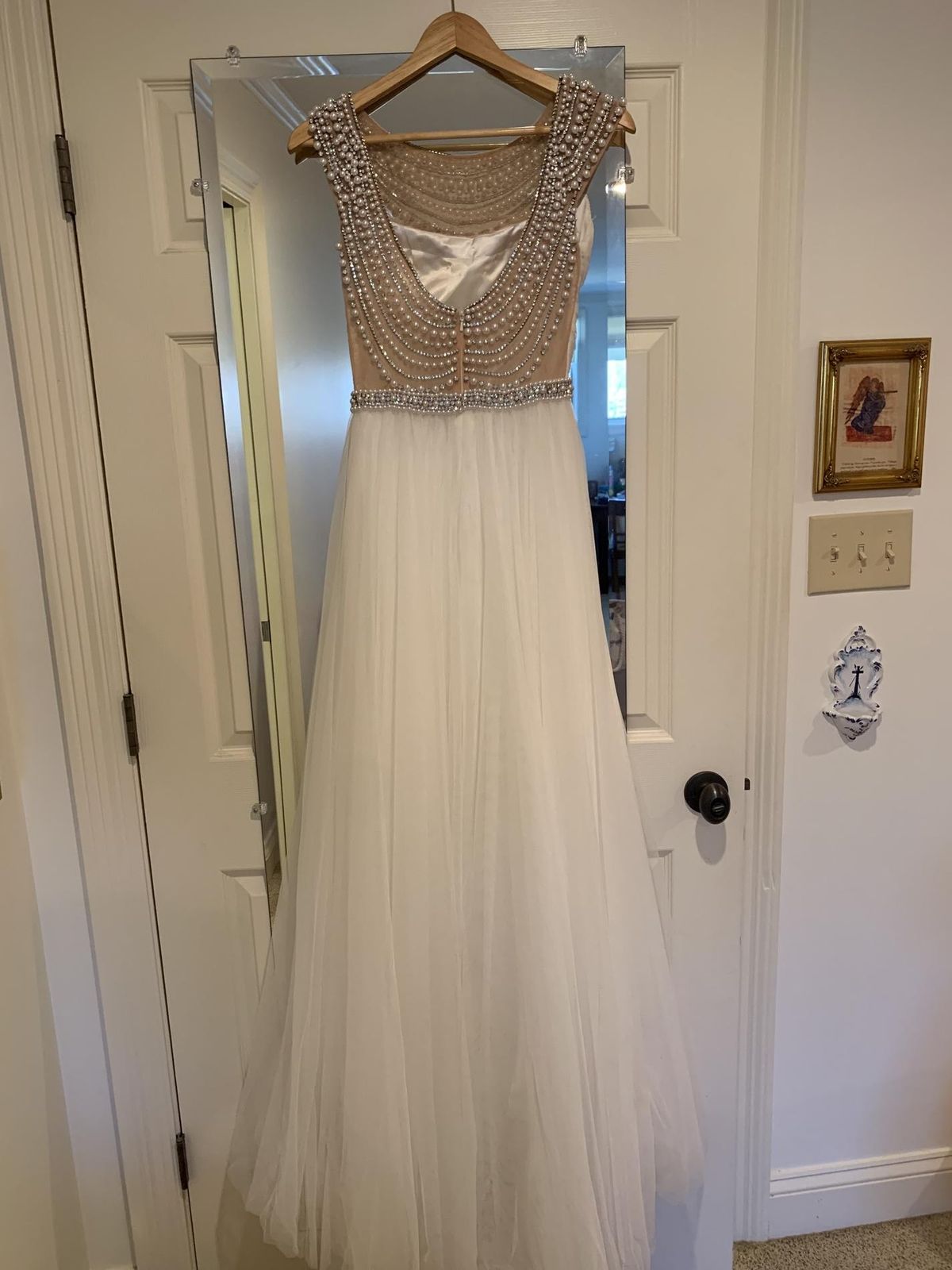 Sherri Hill Size 4 Prom Cap Sleeve Sequined White Floor Length Maxi on Queenly