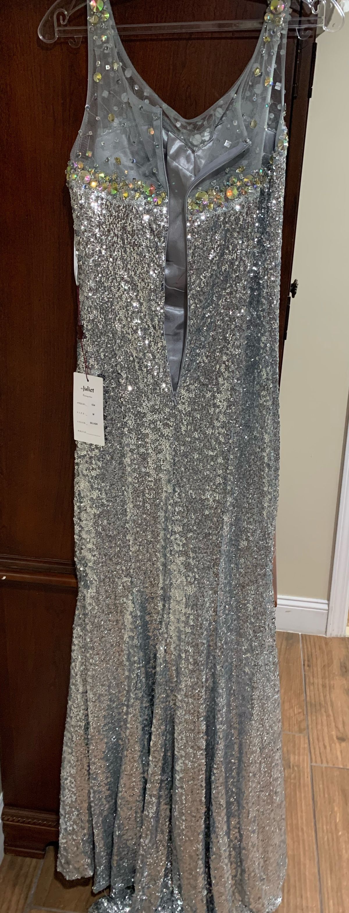Size M Prom Silver Mermaid Dress on Queenly