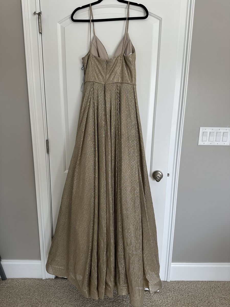 Jovani Size 6 Prom Gold A-line Dress on Queenly