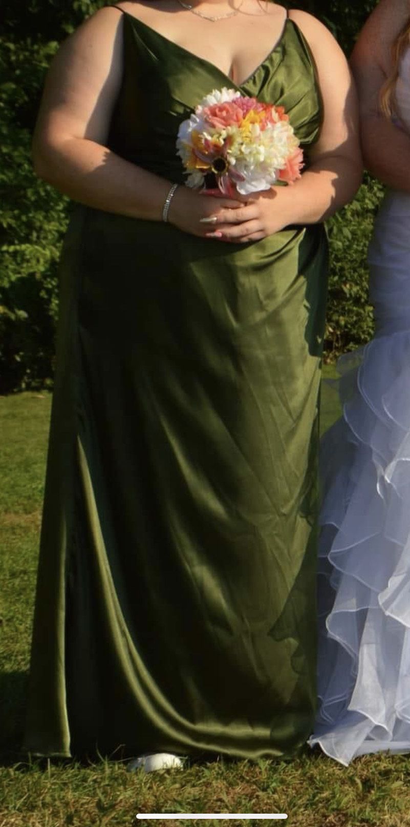 Galina Signature Plus Size 20 Wedding Guest Green Floor Length Maxi on Queenly