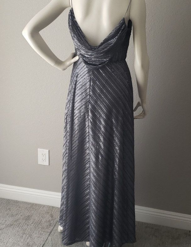 Weddington Way Size 4 Prom Sequined Silver Floor Length Maxi on Queenly