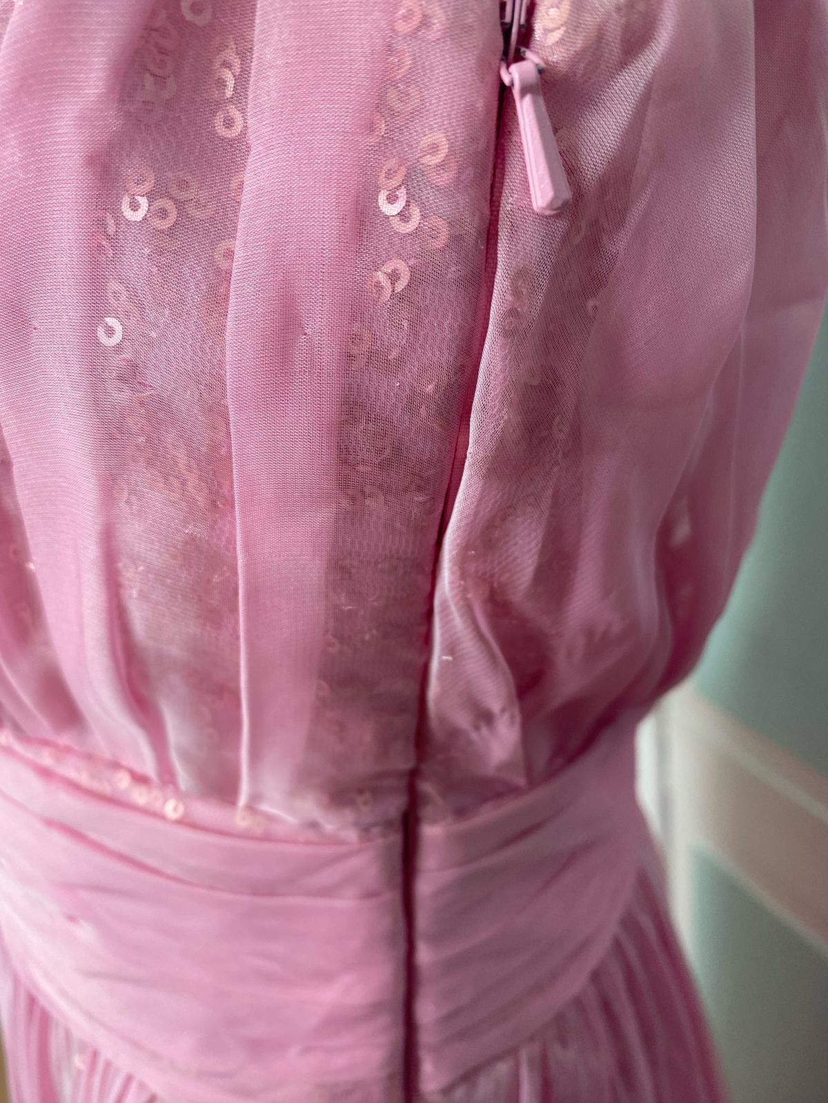 La Femme Size 6 Bridesmaid One Shoulder Sequined Light Pink A-line Dress on Queenly