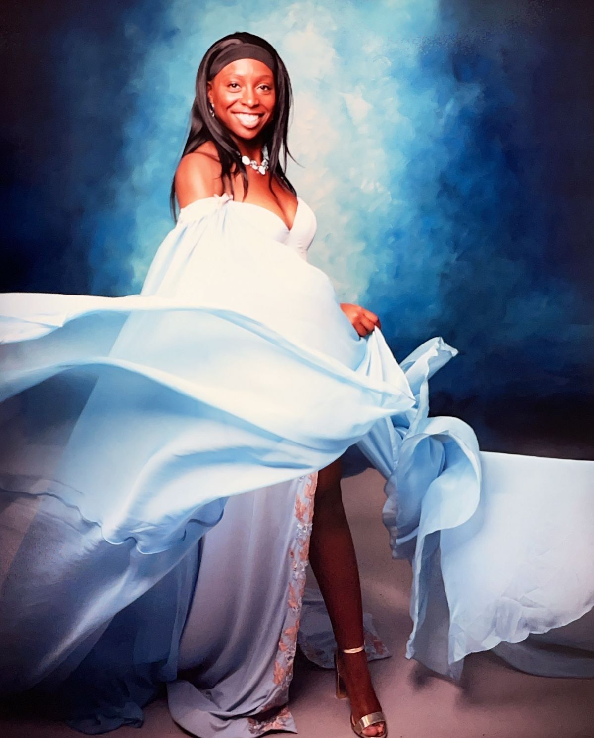 Jovani Size 2 Prom Off The Shoulder Sequined Light Blue Side Slit Dress on Queenly