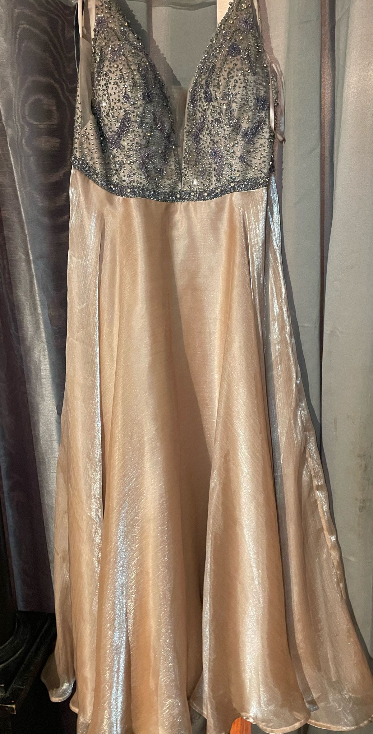 Plus Size 16 Prom Nude A-line Dress on Queenly