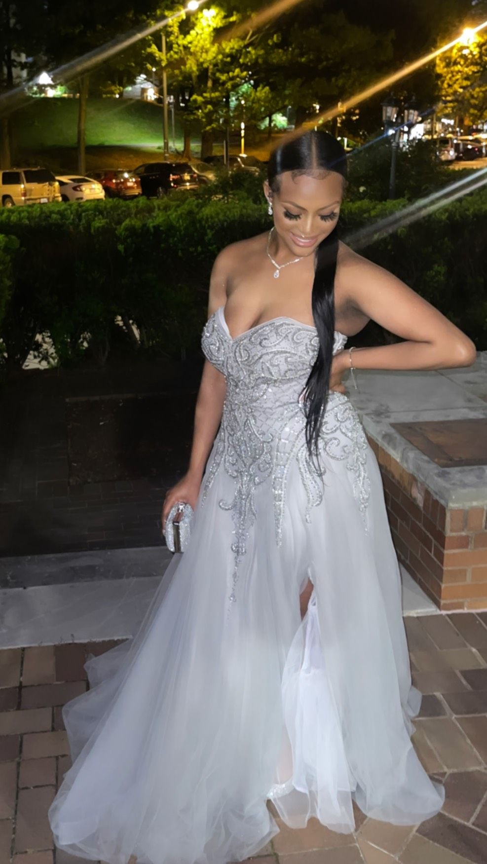 Size 8 Prom Gray Ball Gown on Queenly