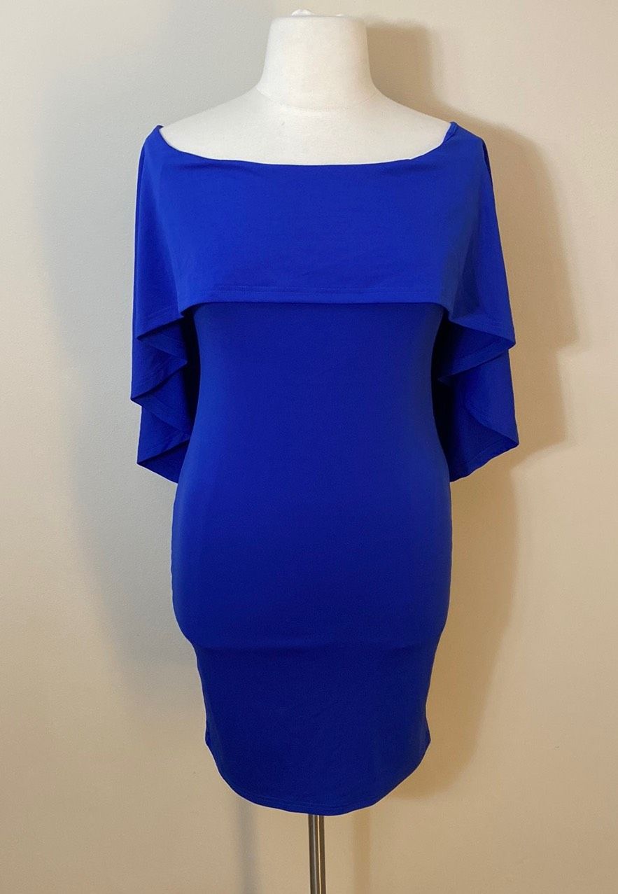 Size XL Wedding Guest Off The Shoulder Blue Cocktail Dress on Queenly