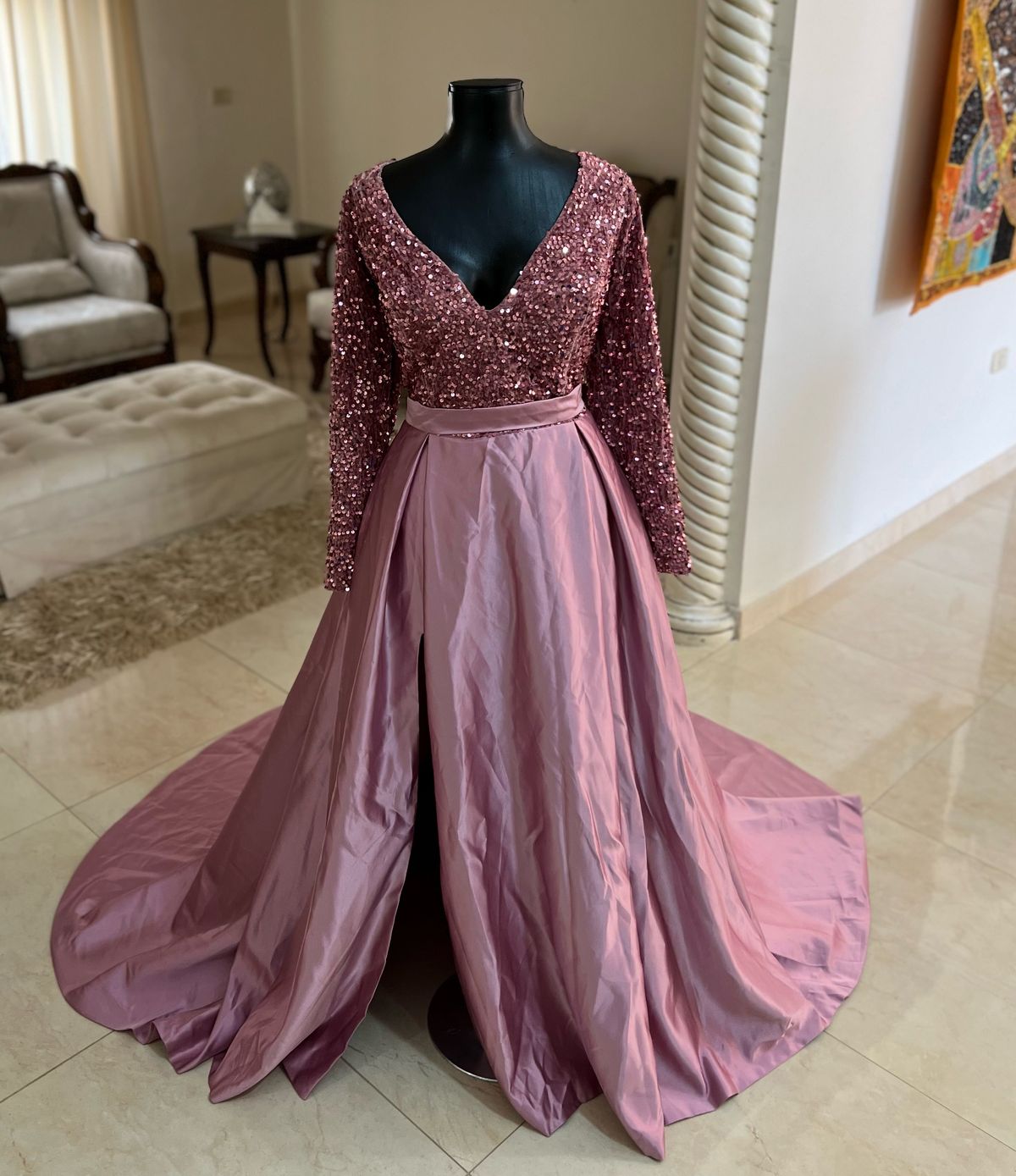 Size XL Prom Velvet Pink Ball Gown on Queenly