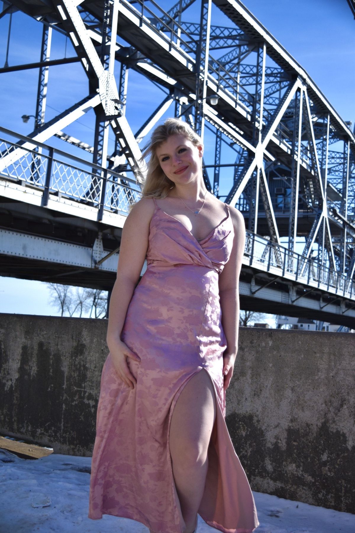 Lulus Size 4 Prom Plunge Satin Pink Side Slit Dress on Queenly