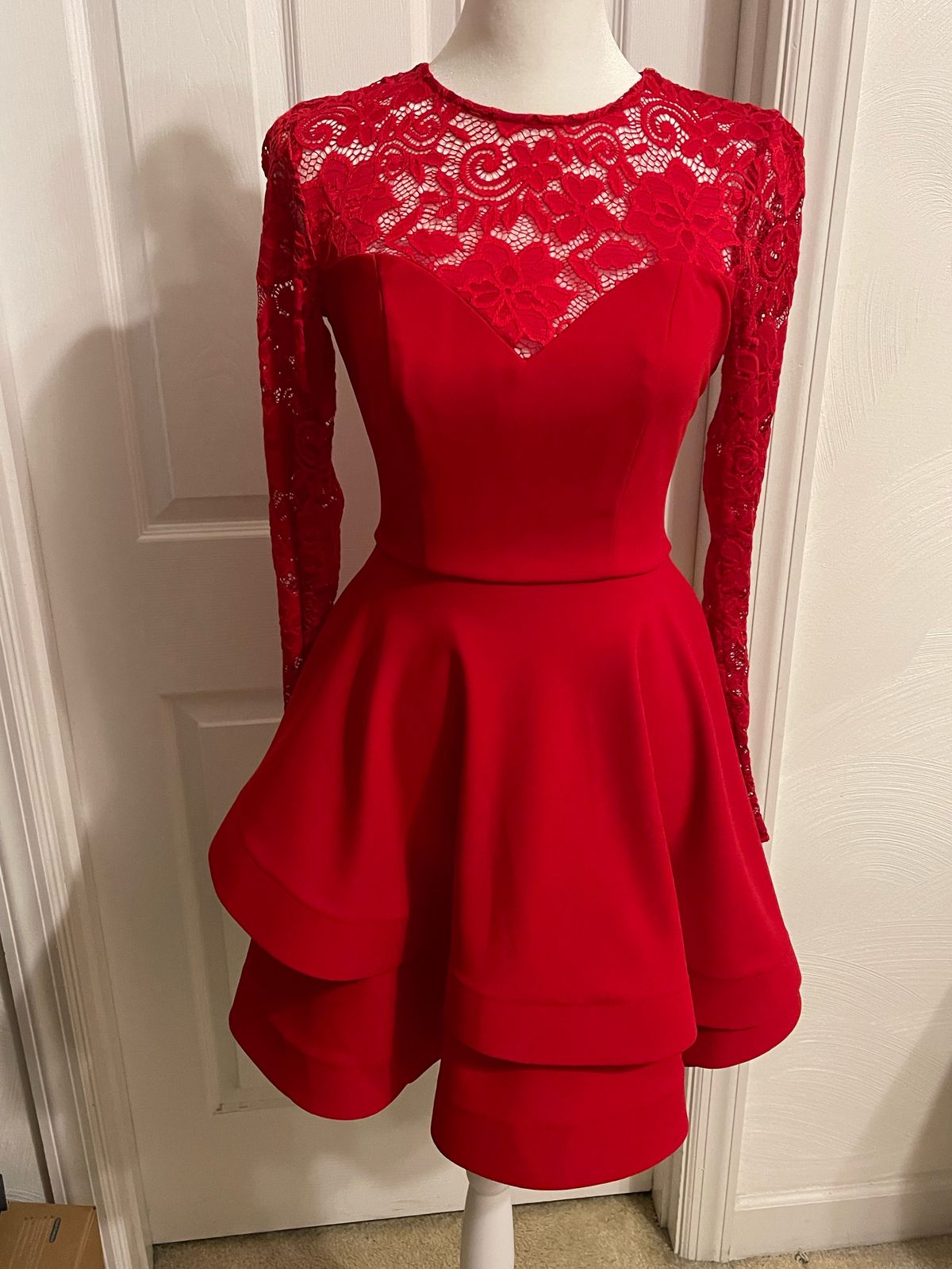B. Darlin Size 2 Lace Red Cocktail Dress on Queenly