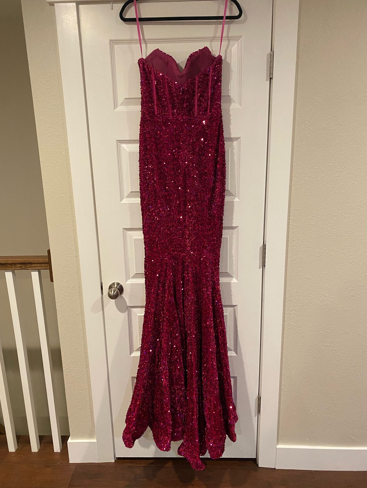 Portia and Scarlett Size 6 Strapless Sequined Pink Mermaid Dress on Queenly