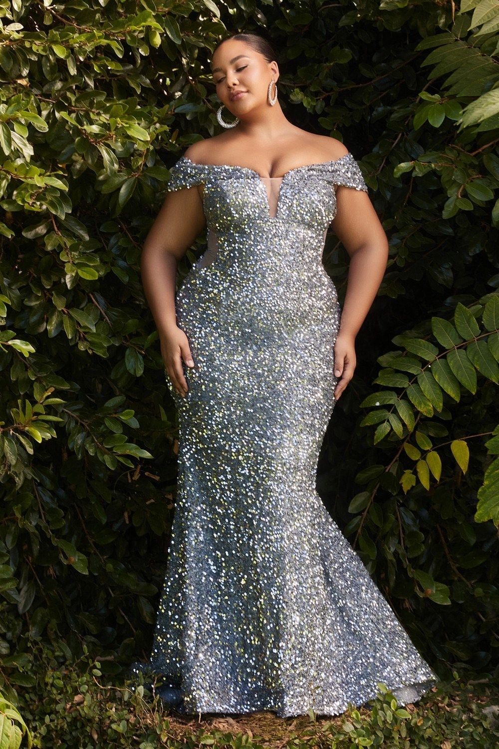 Plus Size 20 Prom Off The Shoulder Sequined Gold Mermaid Dress on Queenly