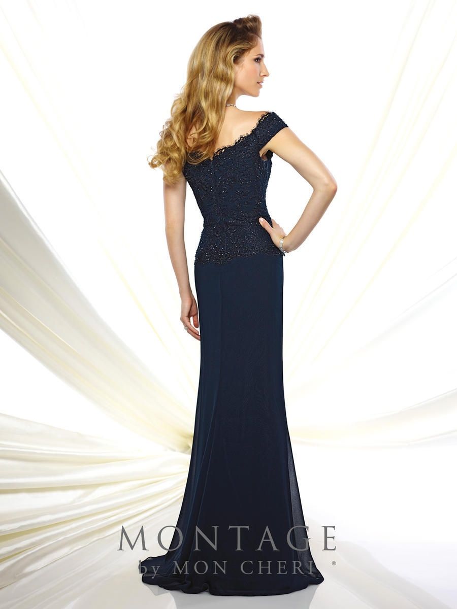 Style 116937 Montage Plus Size 20 Pageant Off The Shoulder Lace Navy Blue Mermaid Dress on Queenly