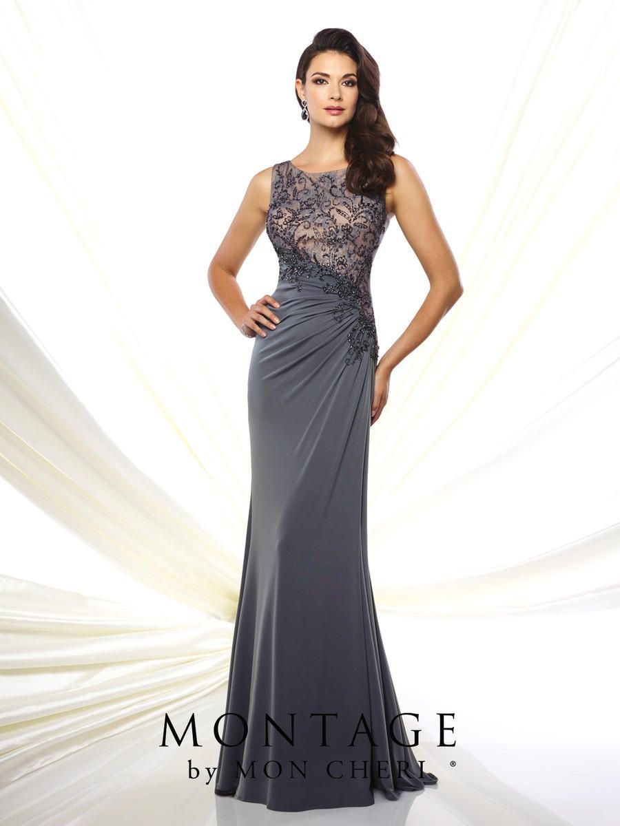 Style 116947 Montage Size 12 Pageant Lace Gray Floor Length Maxi on Queenly