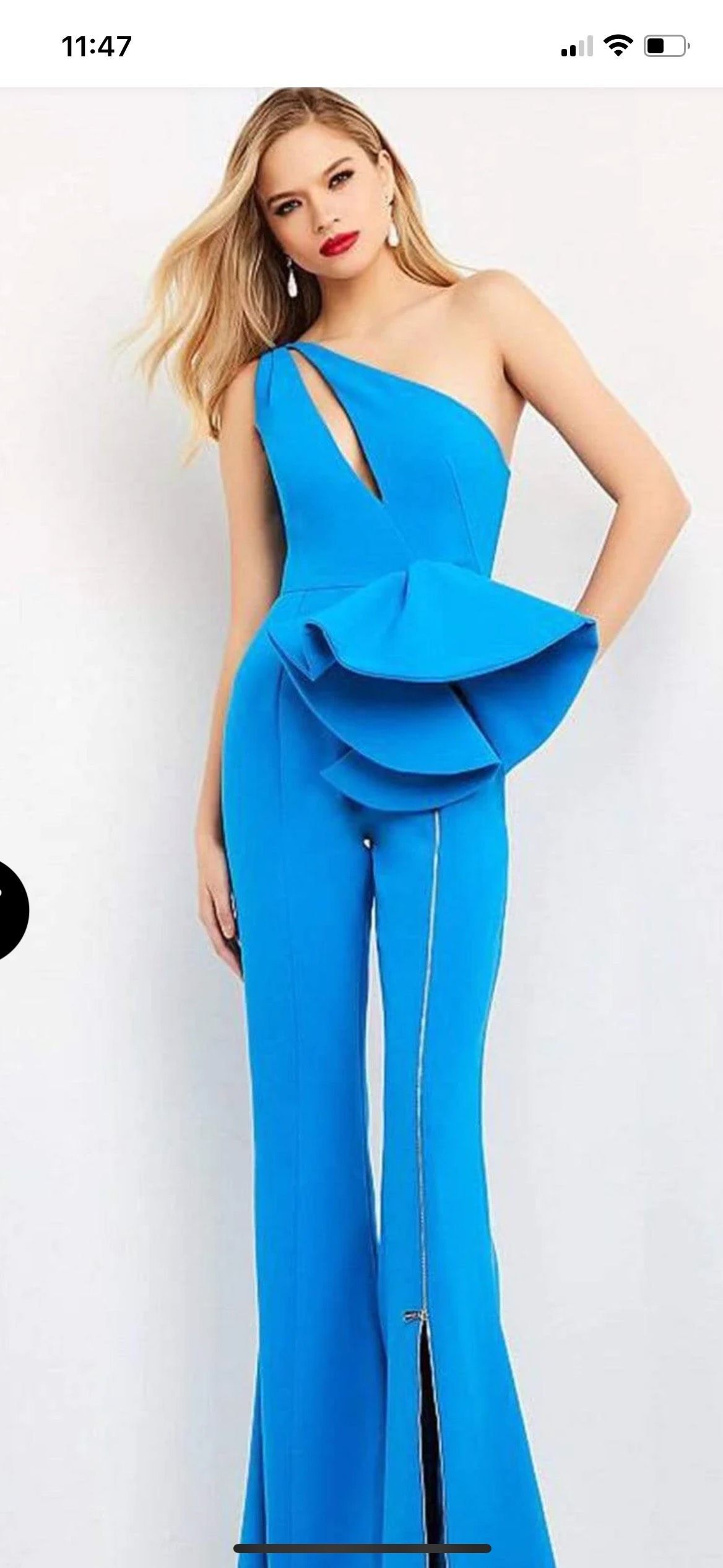 Jovani Size 4 Wedding Guest Blue Formal Jumpsuit on Queenly