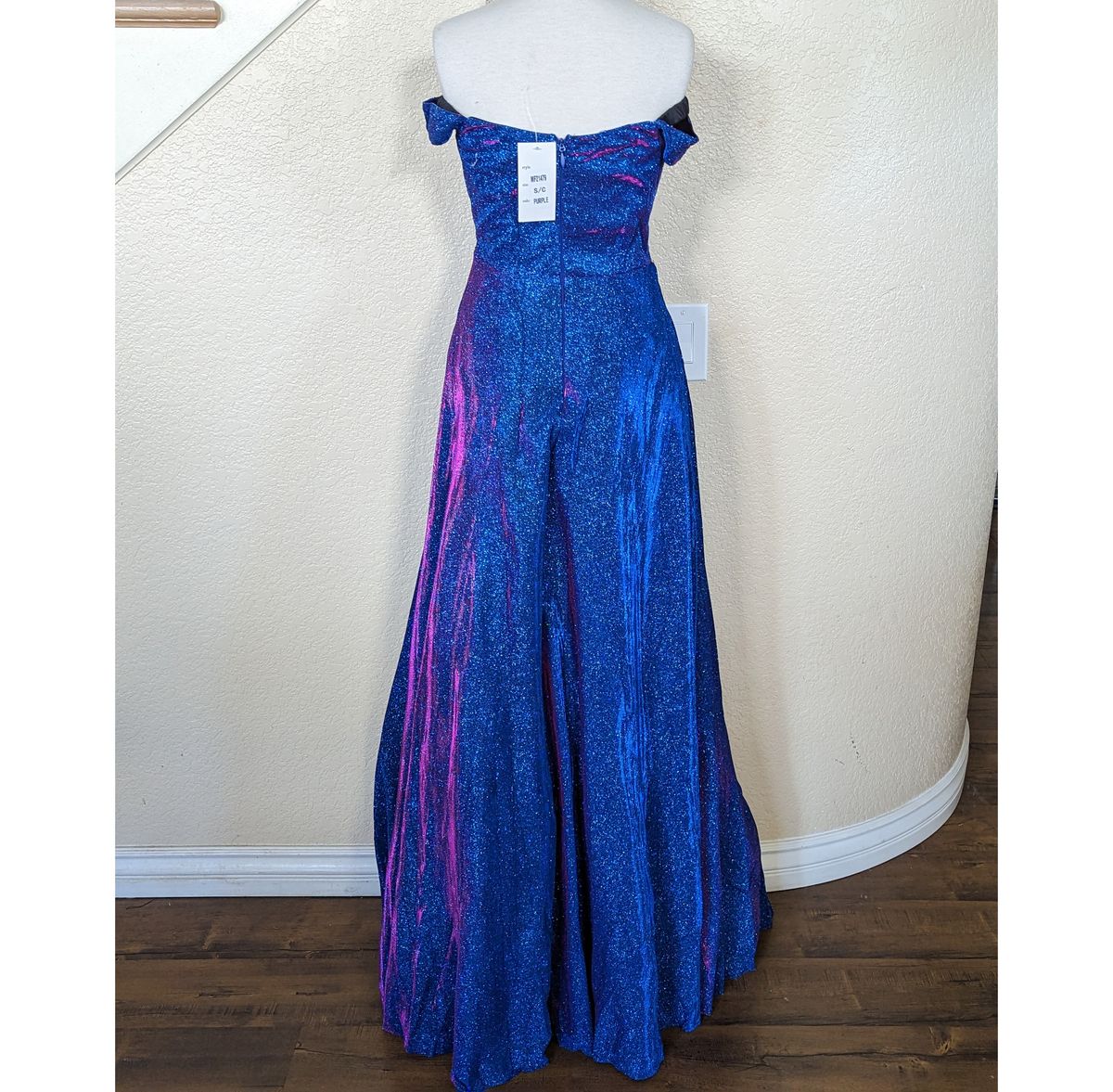 Maniju Size 10 Prom Off The Shoulder Sequined Royal Blue Ball Gown on Queenly