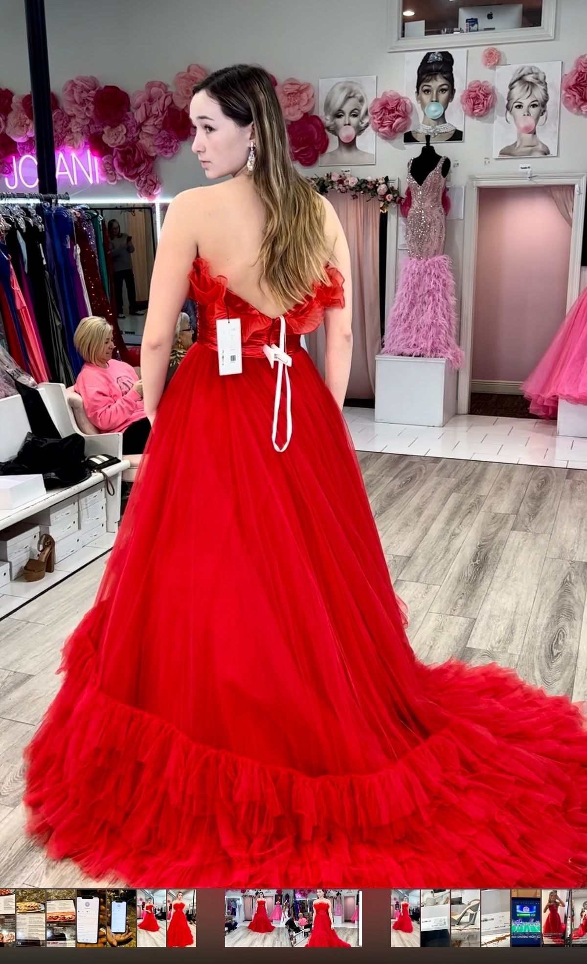 Sherri Hill Size 4 Prom Strapless Red Ball Gown on Queenly
