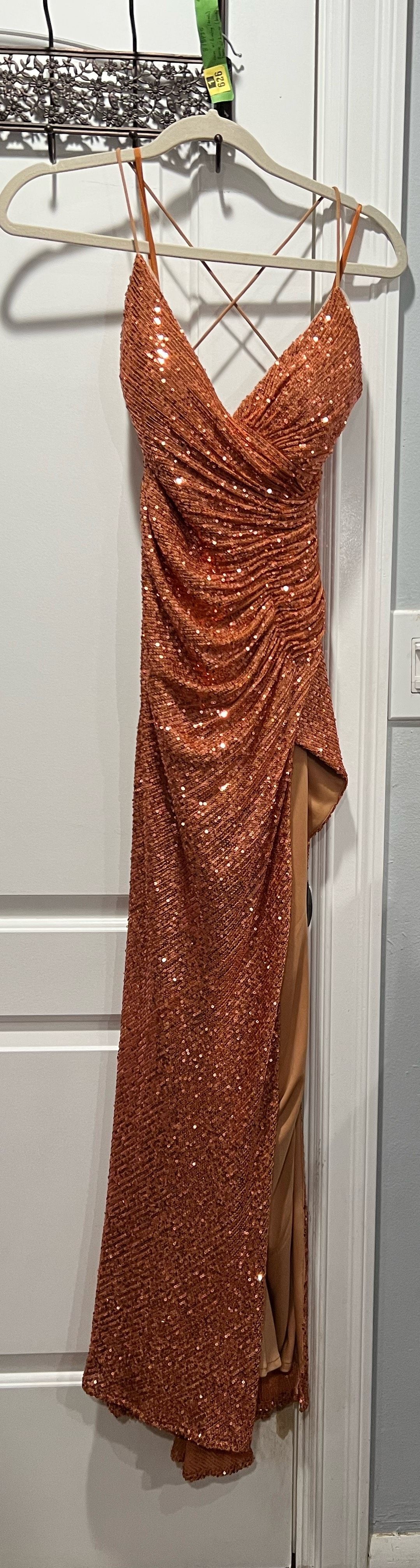 Size S Prom Orange Side Slit Dress on Queenly