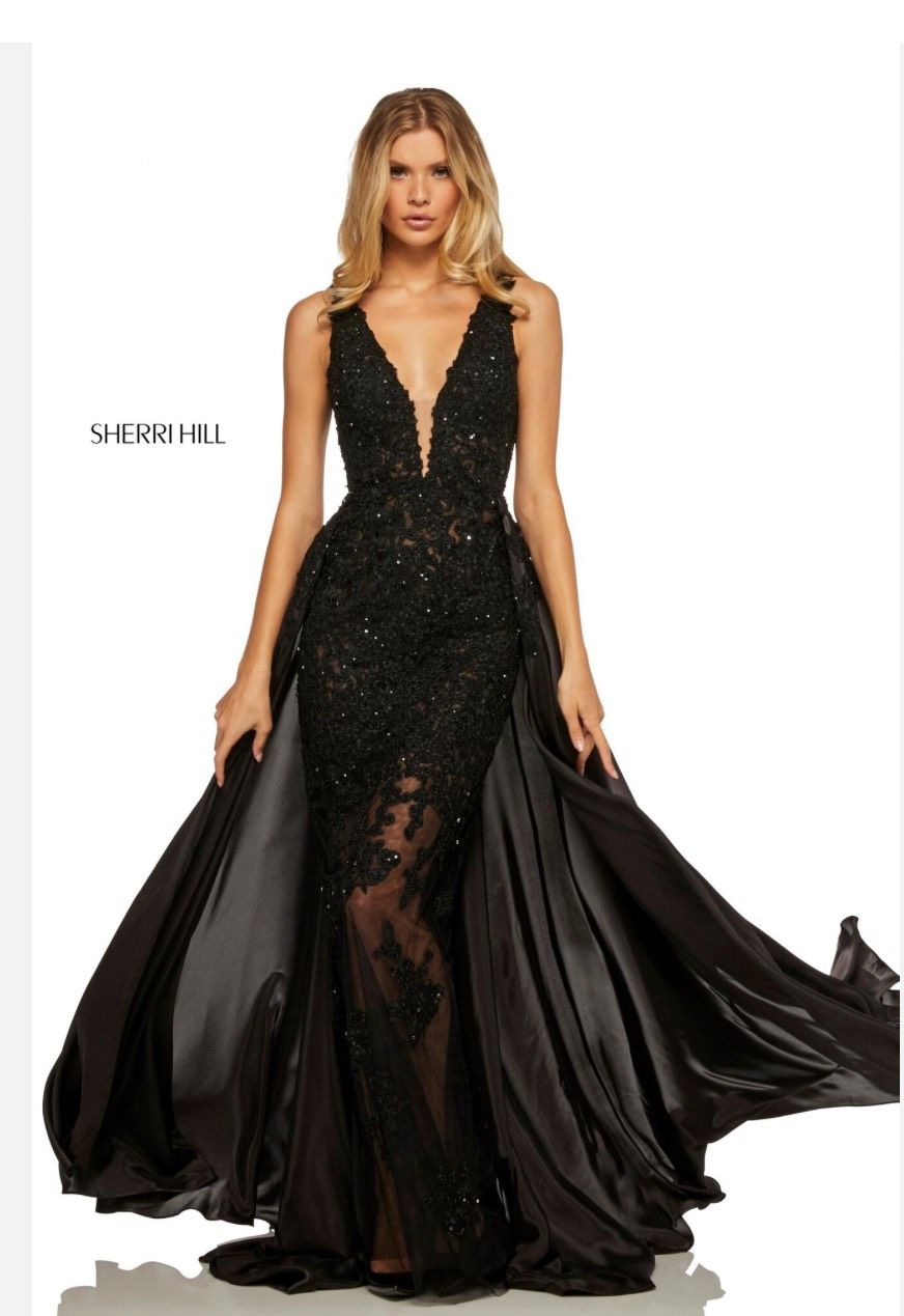 Sherri Hill Size 8 Prom Black Dress With Train on Queenly