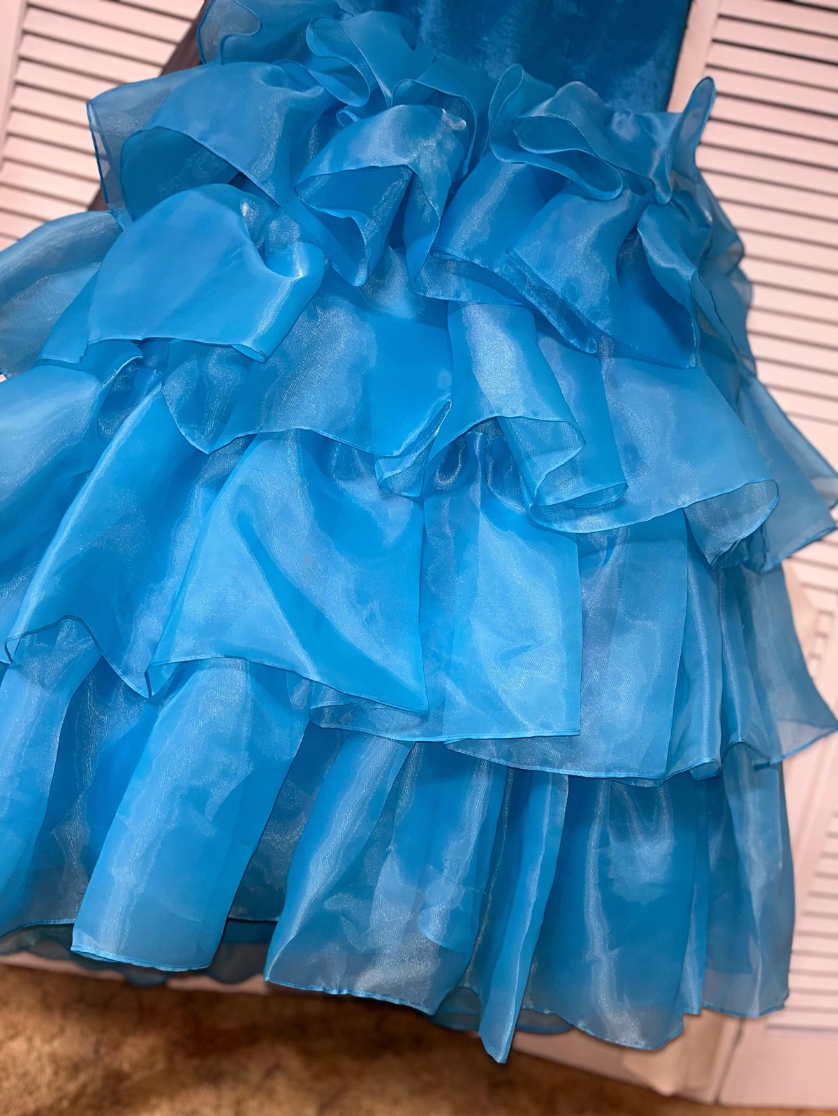 Rachel Allan Girls Size 4 Prom Blue Mermaid Dress on Queenly
