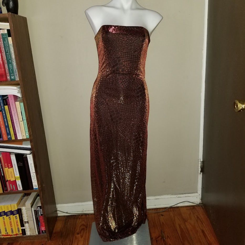 Jessica McClintock Size 6 Strapless Rose Gold Floor Length Maxi on Queenly