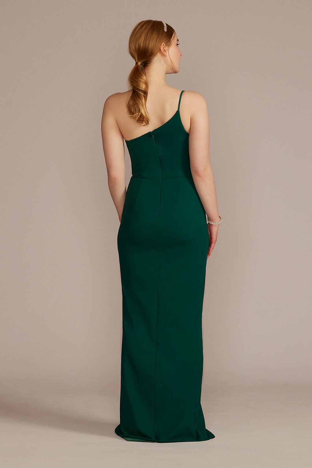 Size 12 Prom One Shoulder Emerald Green Side Slit Dress on Queenly