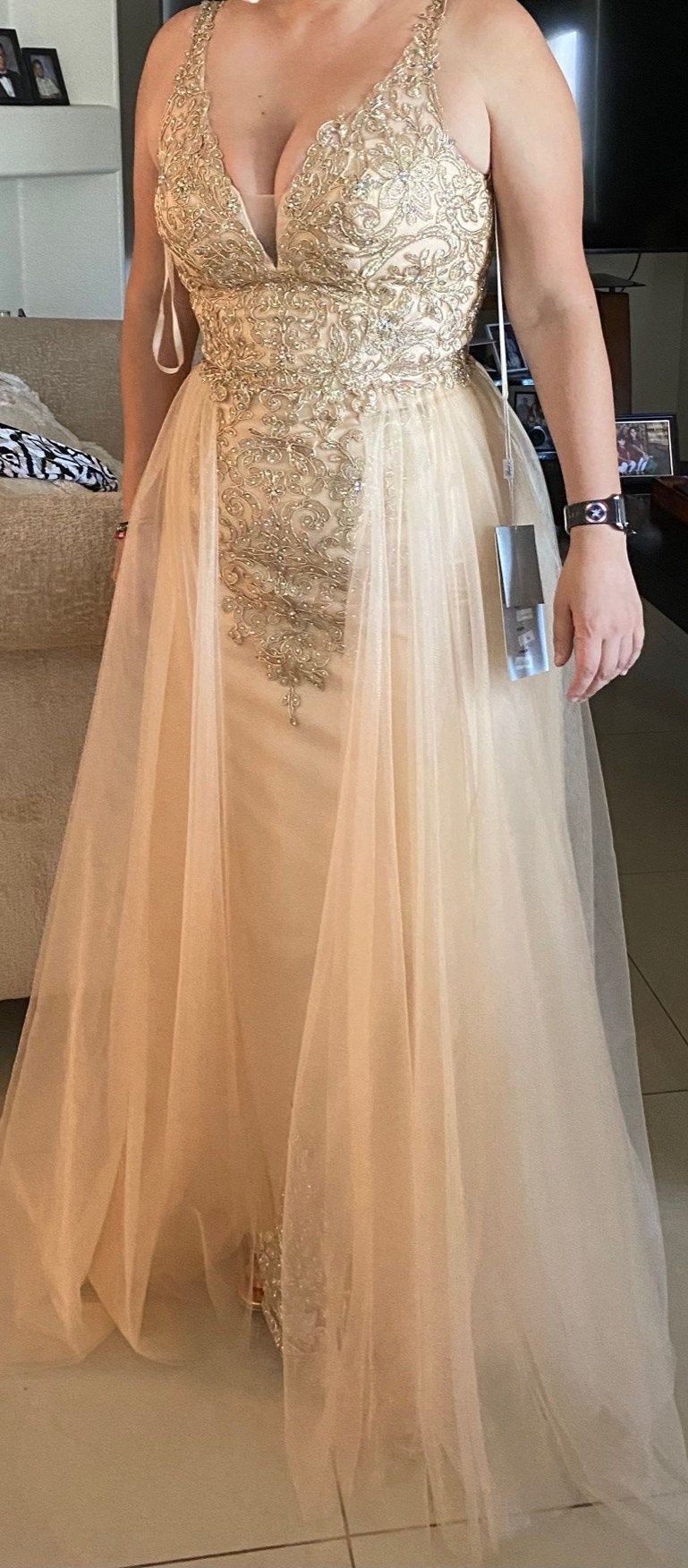 Size L Prom Nude Ball Gown on Queenly