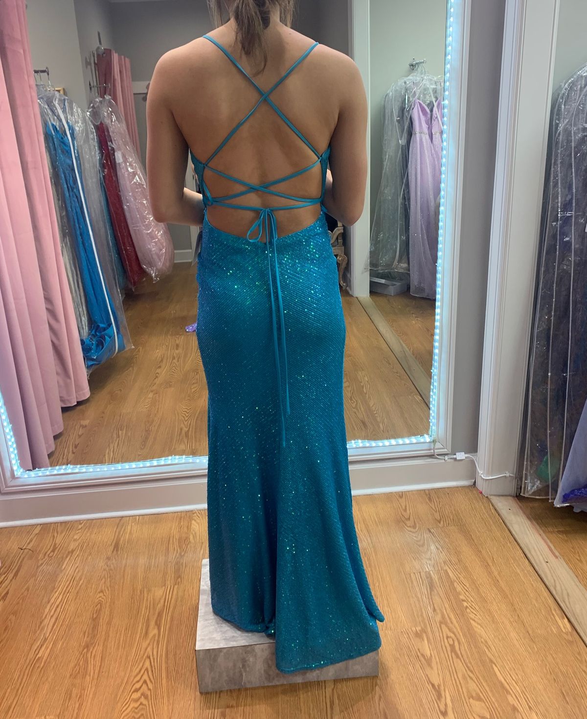 Size 6 Prom Blue Floor Length Maxi on Queenly