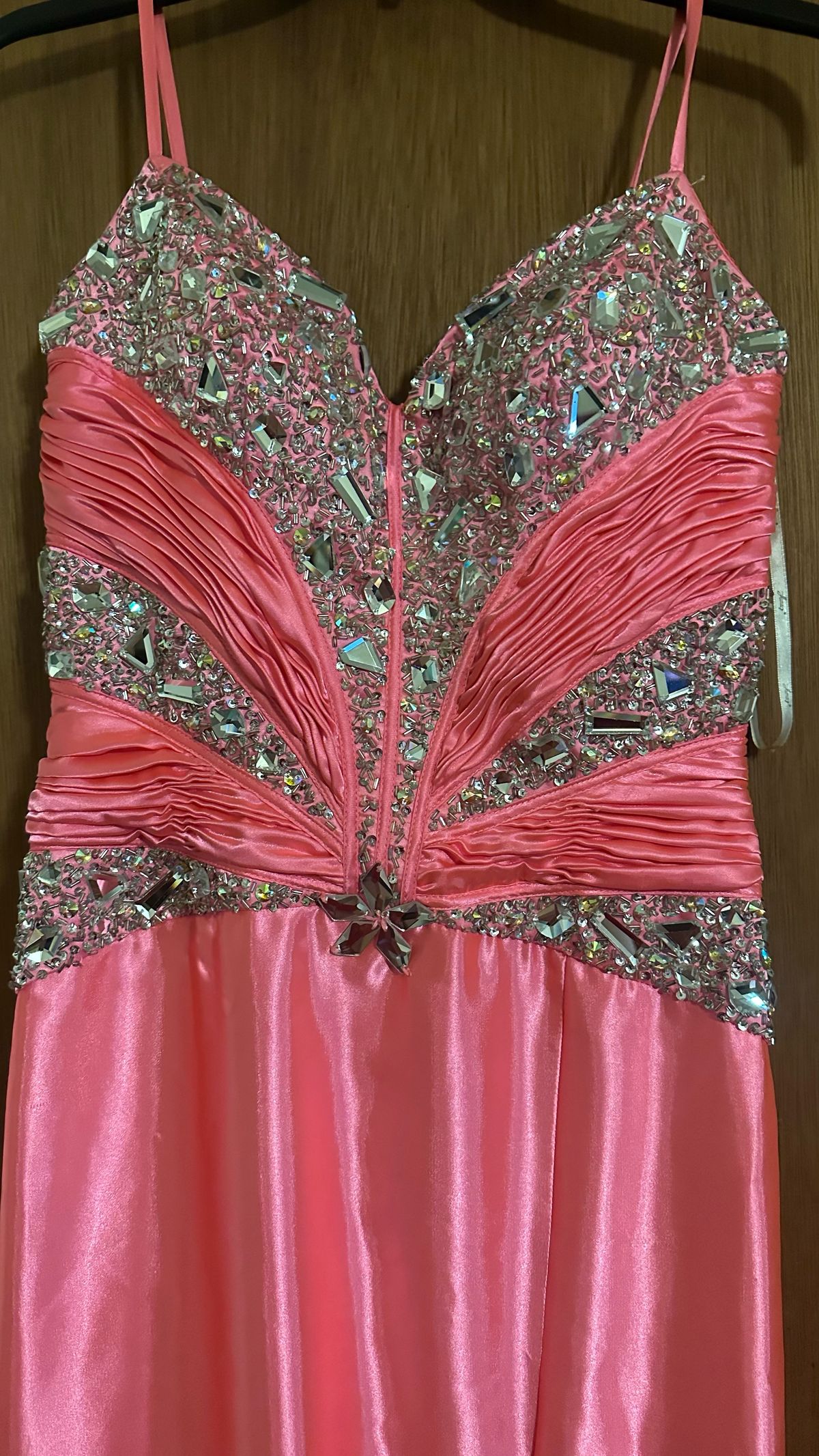 Jasz Couture Size 6 Prom Satin Pink Dress With Train on Queenly