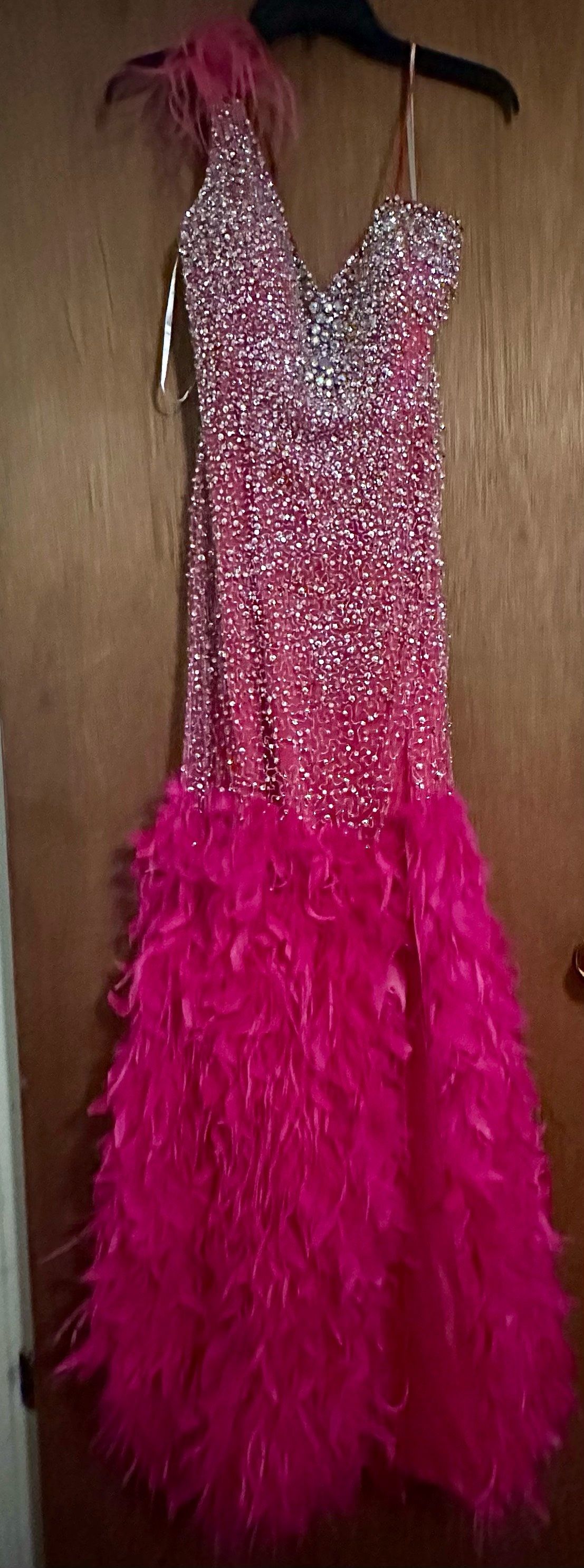 Mac Duggal Size 6 Prom Sequined Hot Pink Mermaid Dress on Queenly
