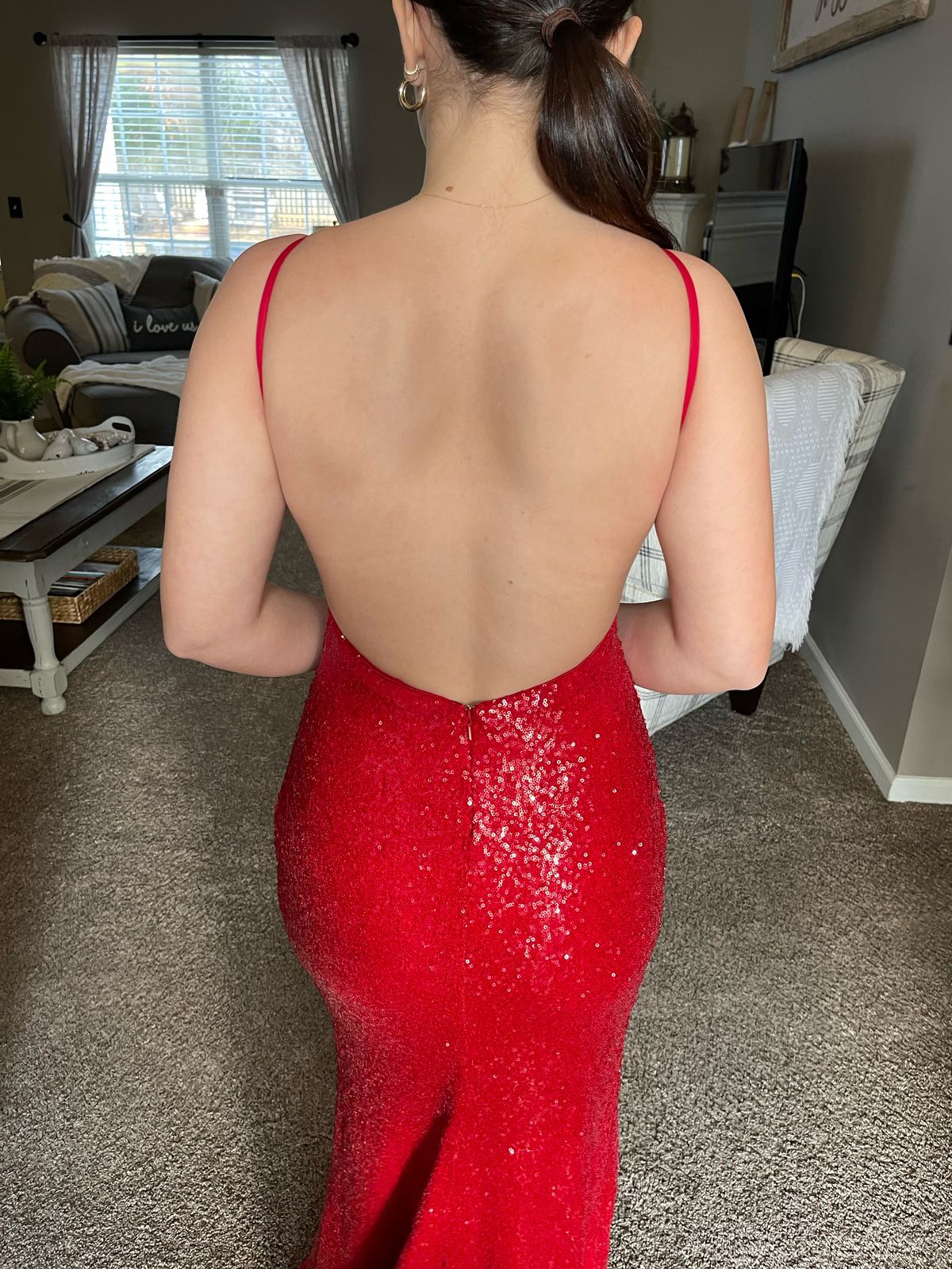 La Femme Size 2 Prom Red Side Slit Dress on Queenly
