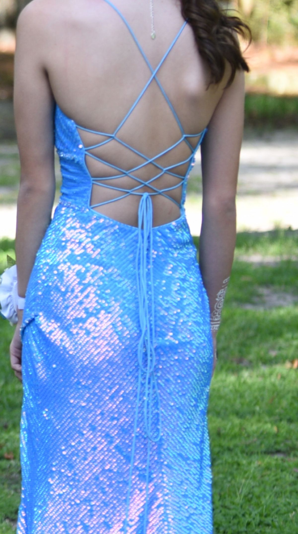 Size 2 Prom Blue Side Slit Dress on Queenly