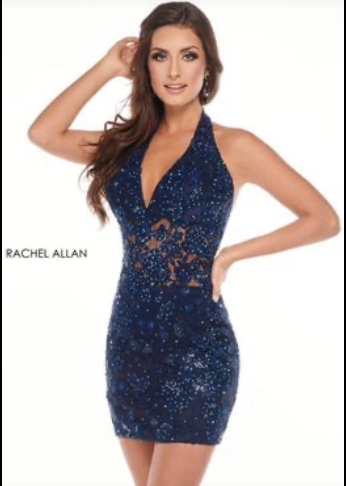 Rachel Allan Size 8 Prom Navy Blue Floor Length Maxi on Queenly