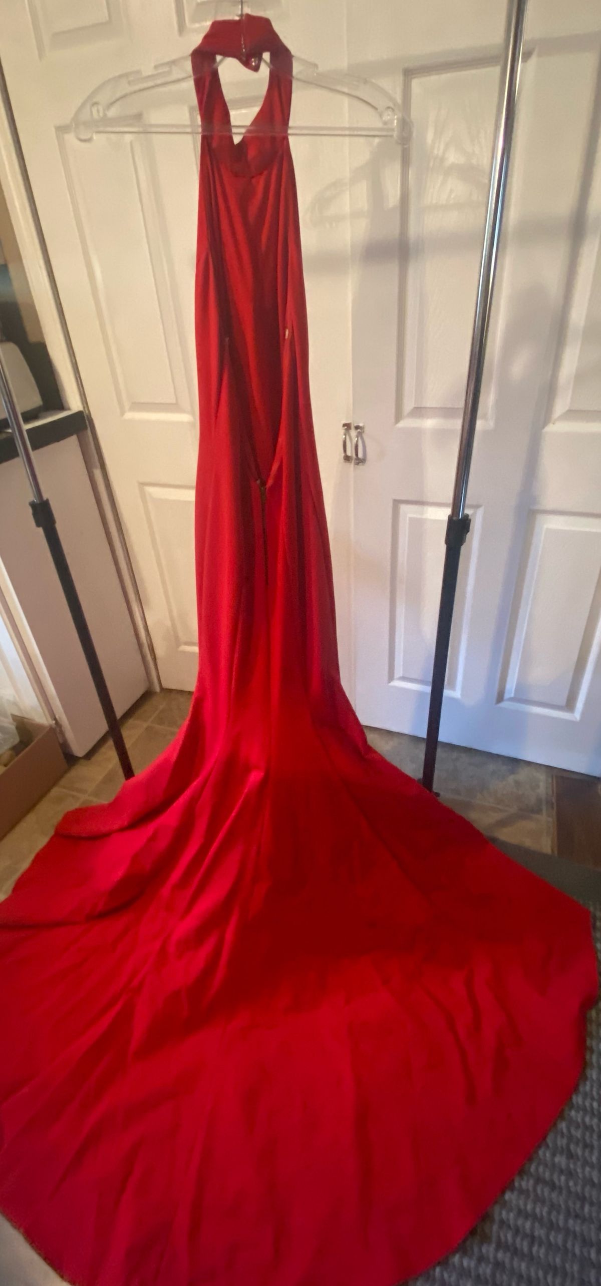 Sherri Hill Size 0 Prom High Neck Red Floor Length Maxi on Queenly