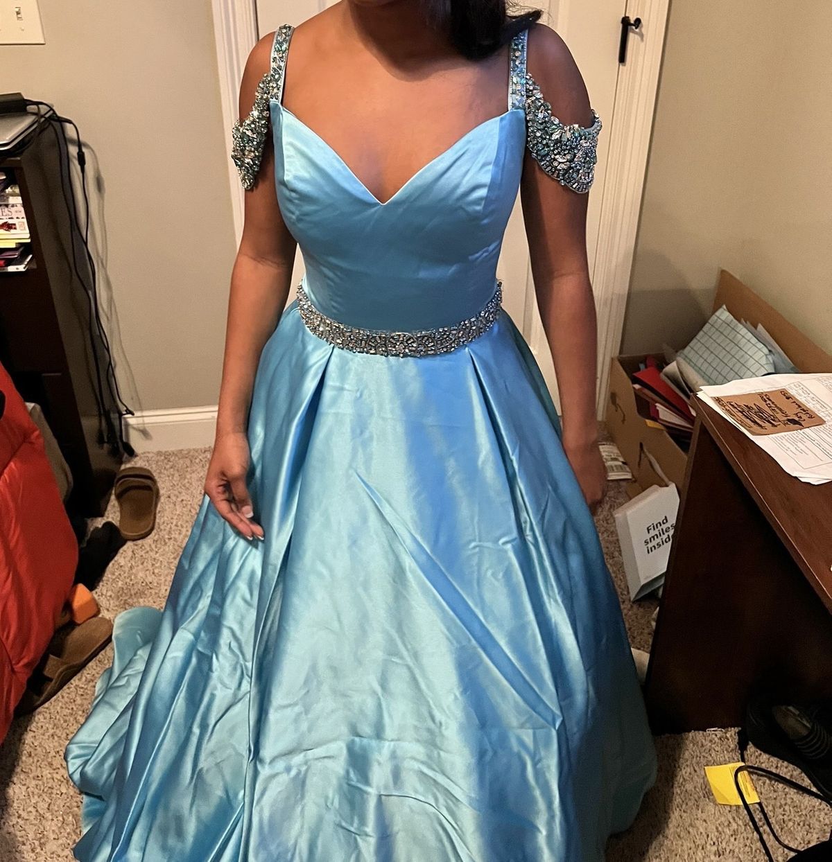 Sherri Hill Size 0 Pageant Light Blue Ball Gown on Queenly