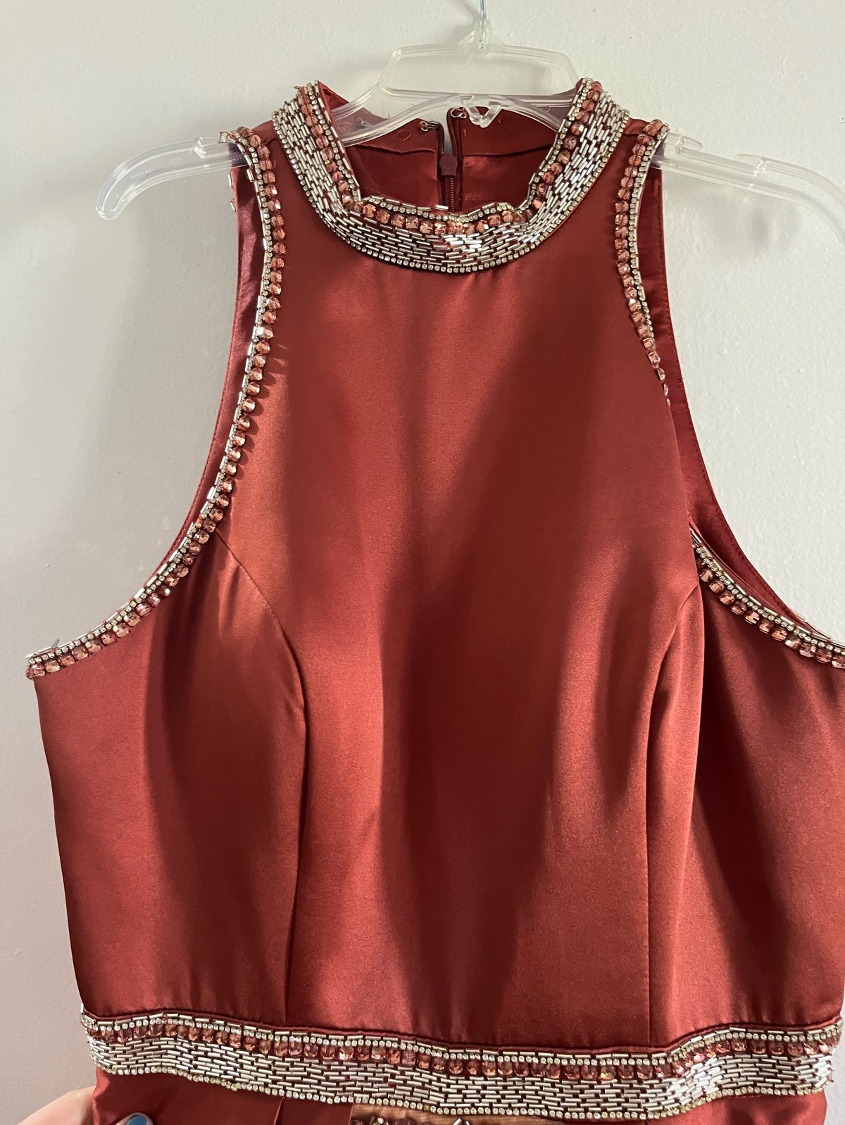 Size 8 Prom High Neck Red A-line Dress on Queenly