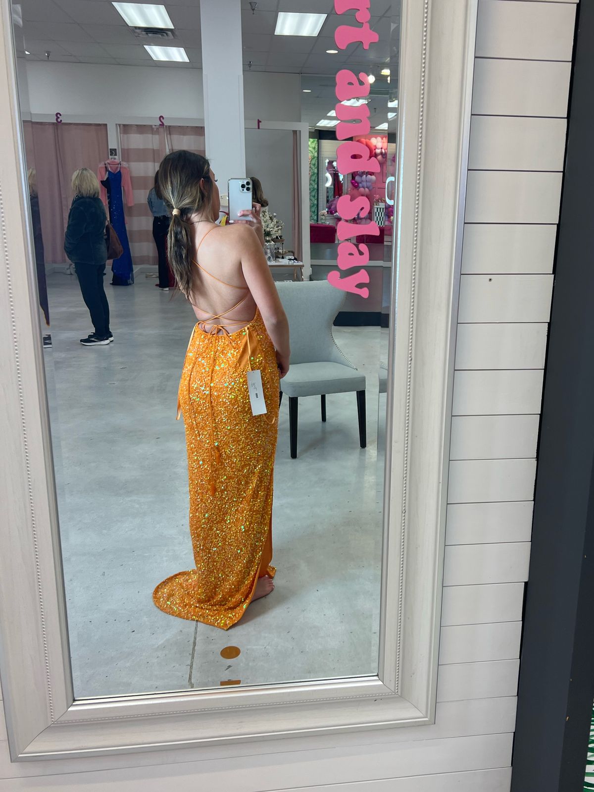 Size 4 Prom Orange Floor Length Maxi on Queenly