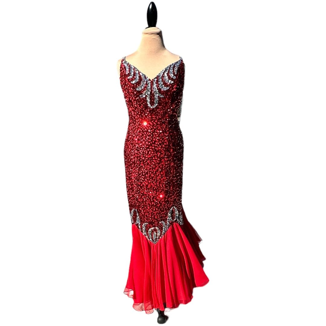 Mike Benet Formals (Vintage) Size 14 Prom Sequined Red Mermaid Dress on Queenly