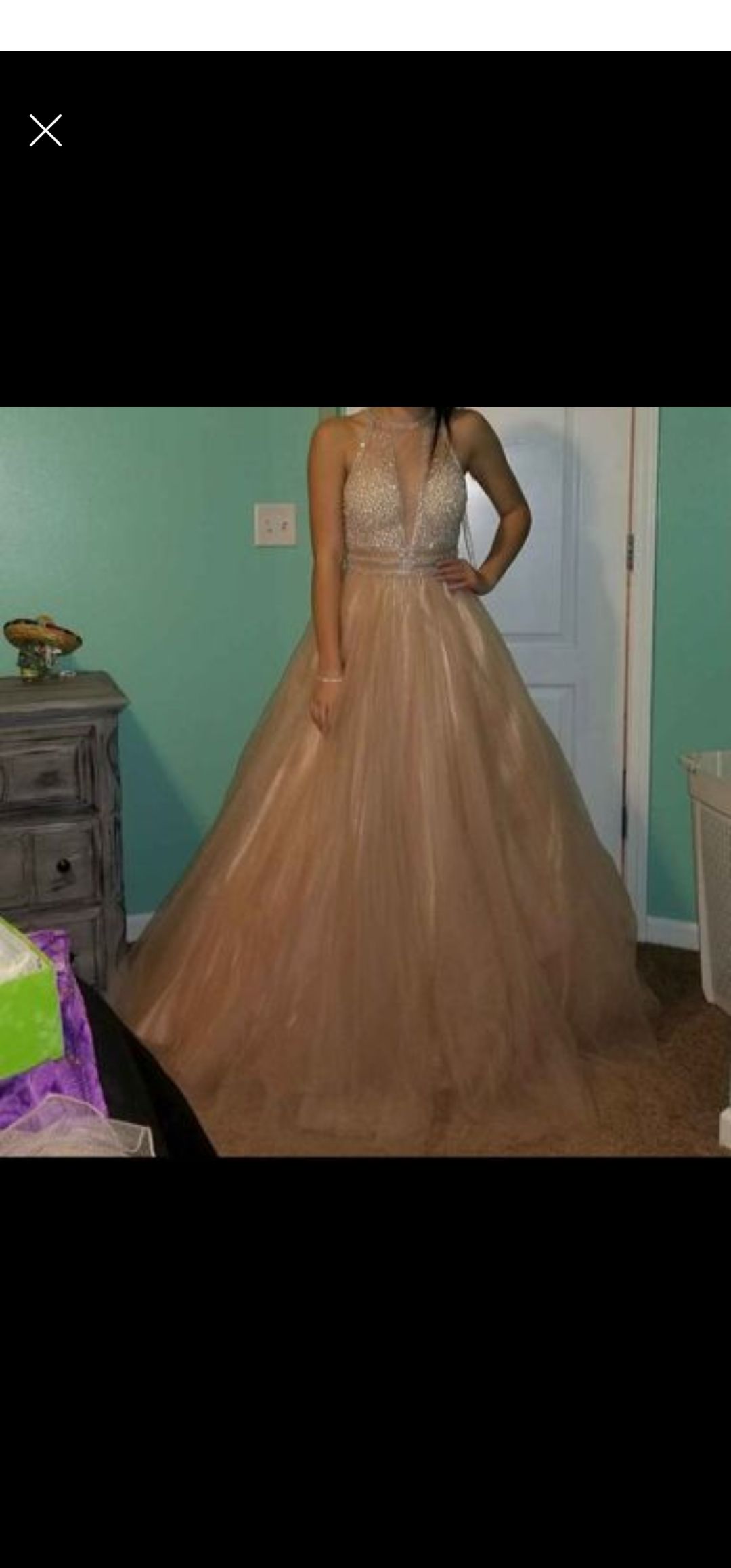 Colors Size 4 Nude Ball Gown on Queenly
