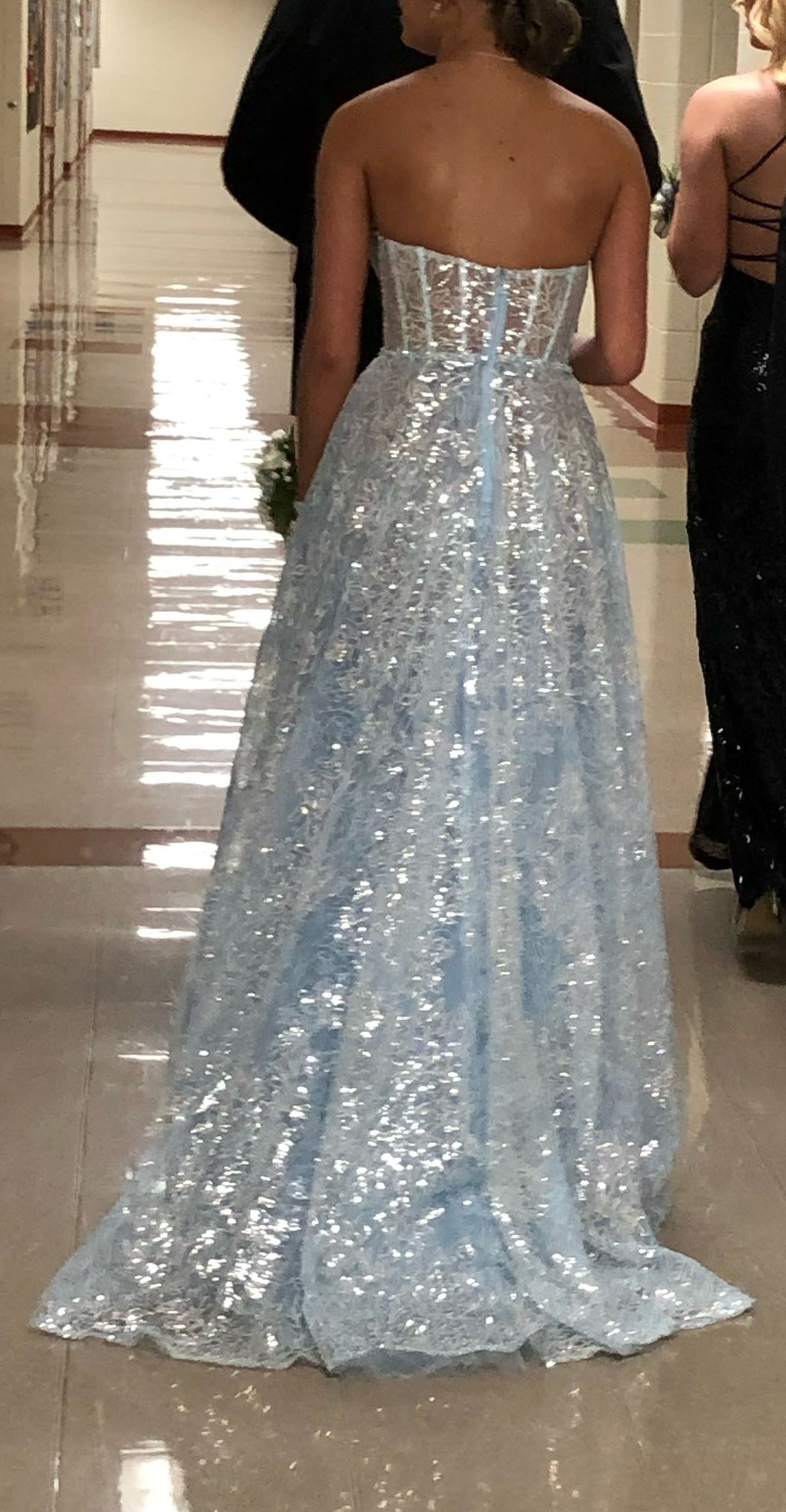 Sherri Hill Size 4 Prom Strapless Sequined Light Blue A-line Dress on Queenly