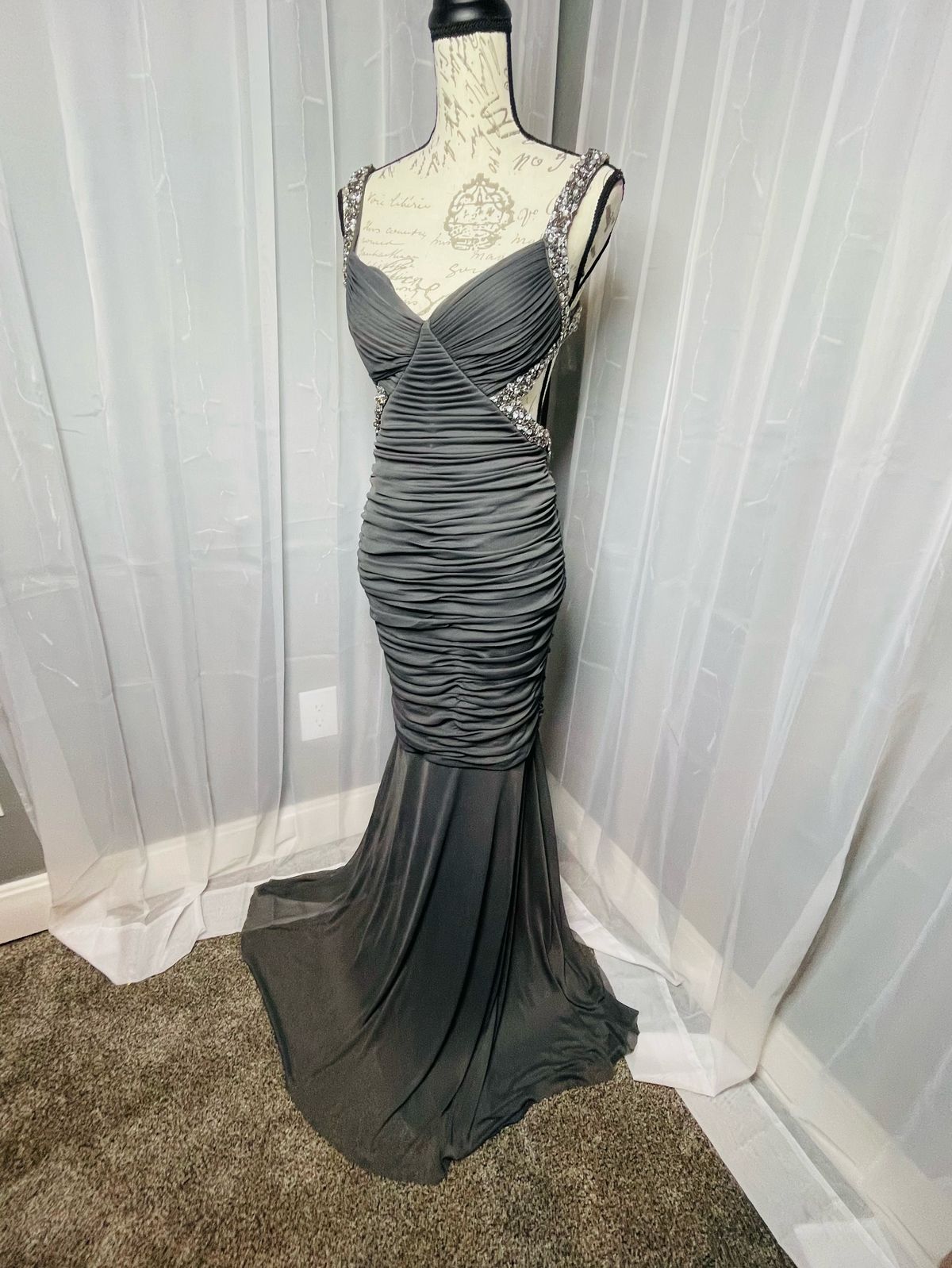 Jovani Size 4 Prom Silver Floor Length Maxi on Queenly