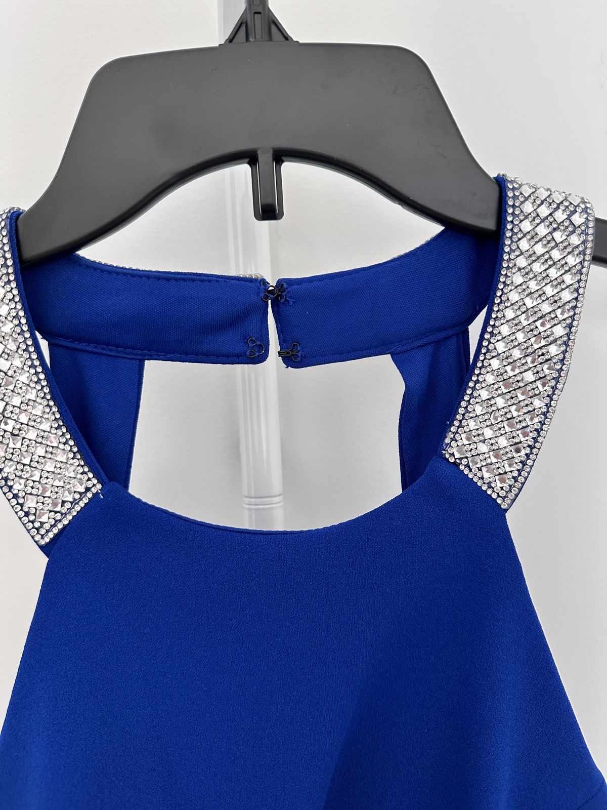 Sequin Hearts Size 8 Prom Sequined Royal Blue Side Slit Dress on Queenly