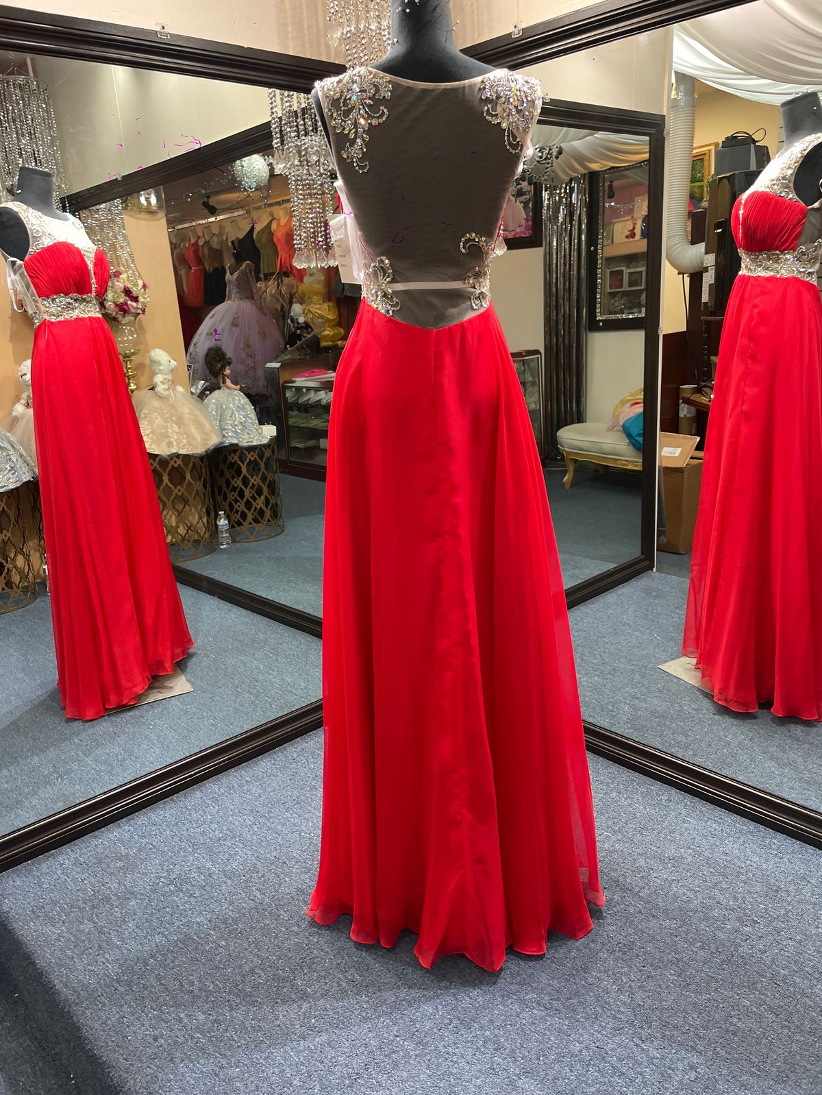 Cinderella Divine Size 4 Prom Red Floor Length Maxi on Queenly