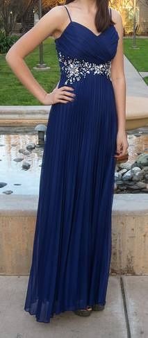 B. Darlin Size 0 Prom Blue A-line Dress on Queenly