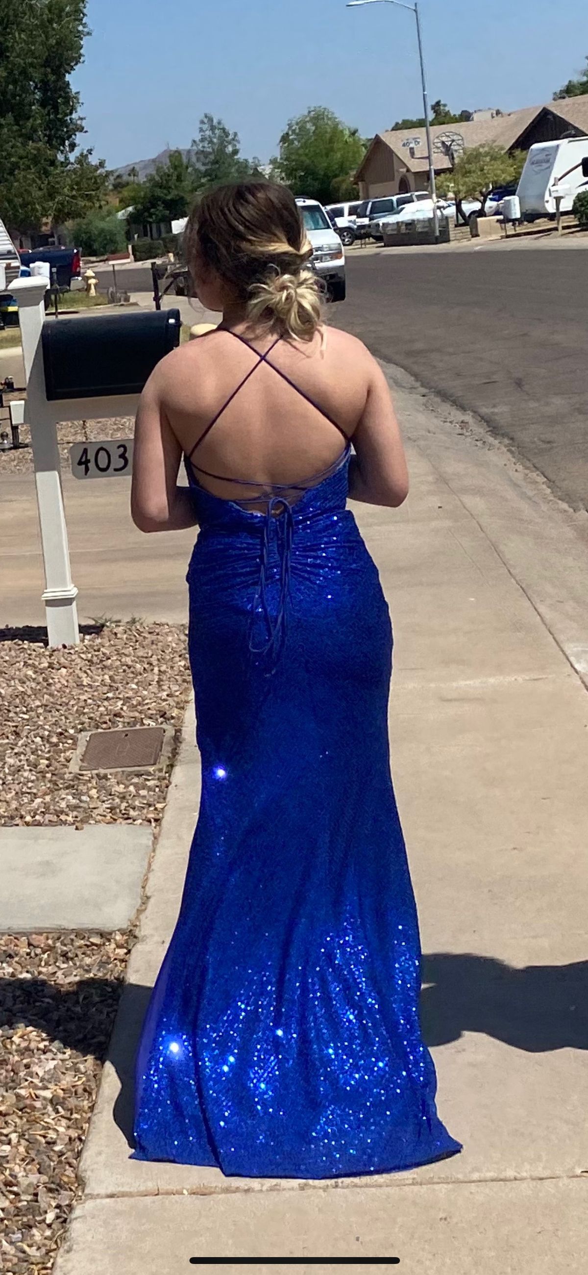Size XS Prom Blue Dress With Train on Queenly