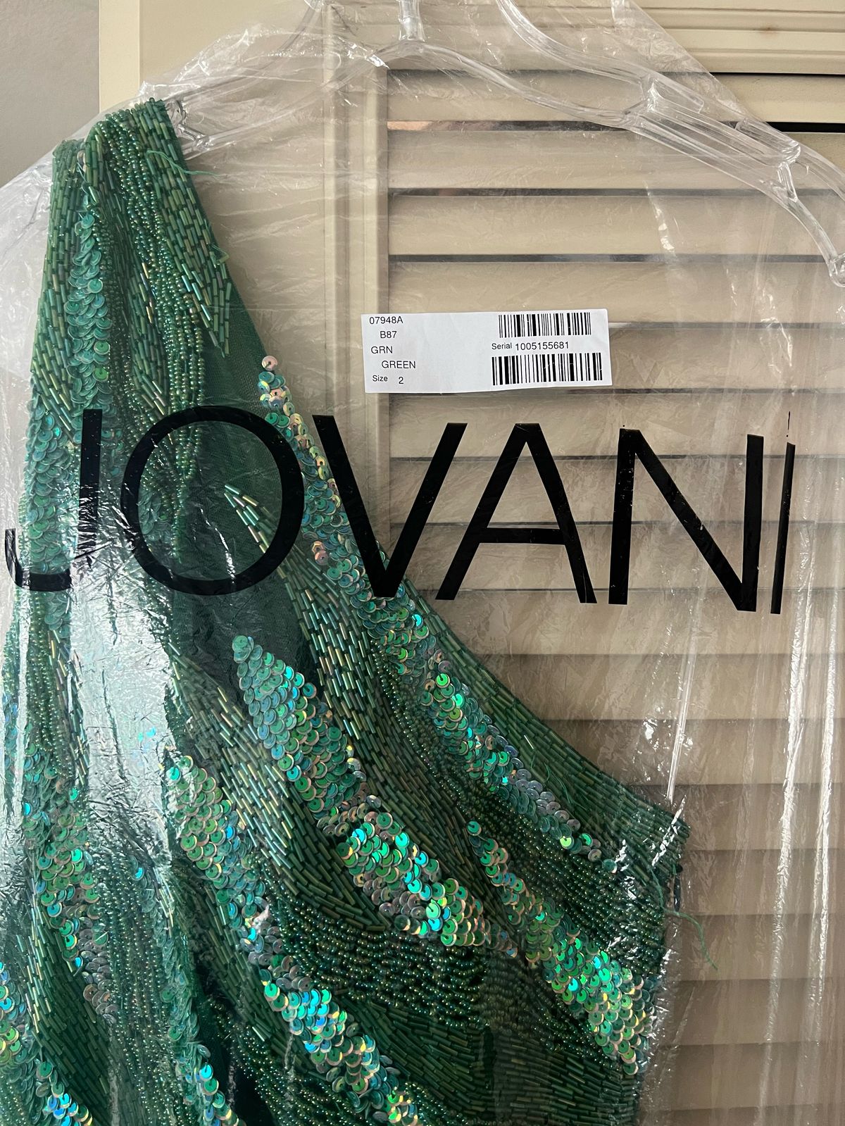 Jovani Size 2 Prom One Shoulder Sheer Green Side Slit Dress on Queenly