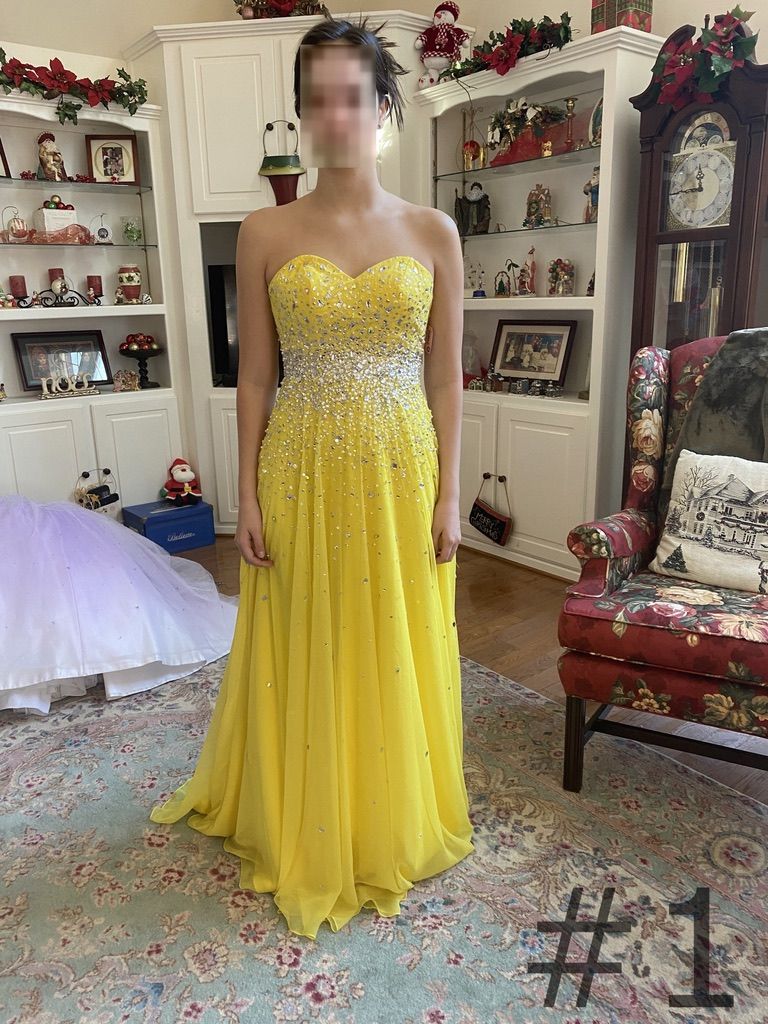 Style 95090 MoriLee Size 0 Yellow A-line Dress on Queenly