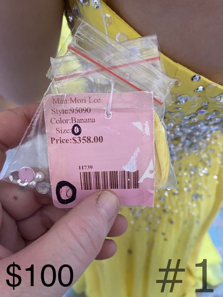 Style 95090 MoriLee Size 0 Yellow A-line Dress on Queenly