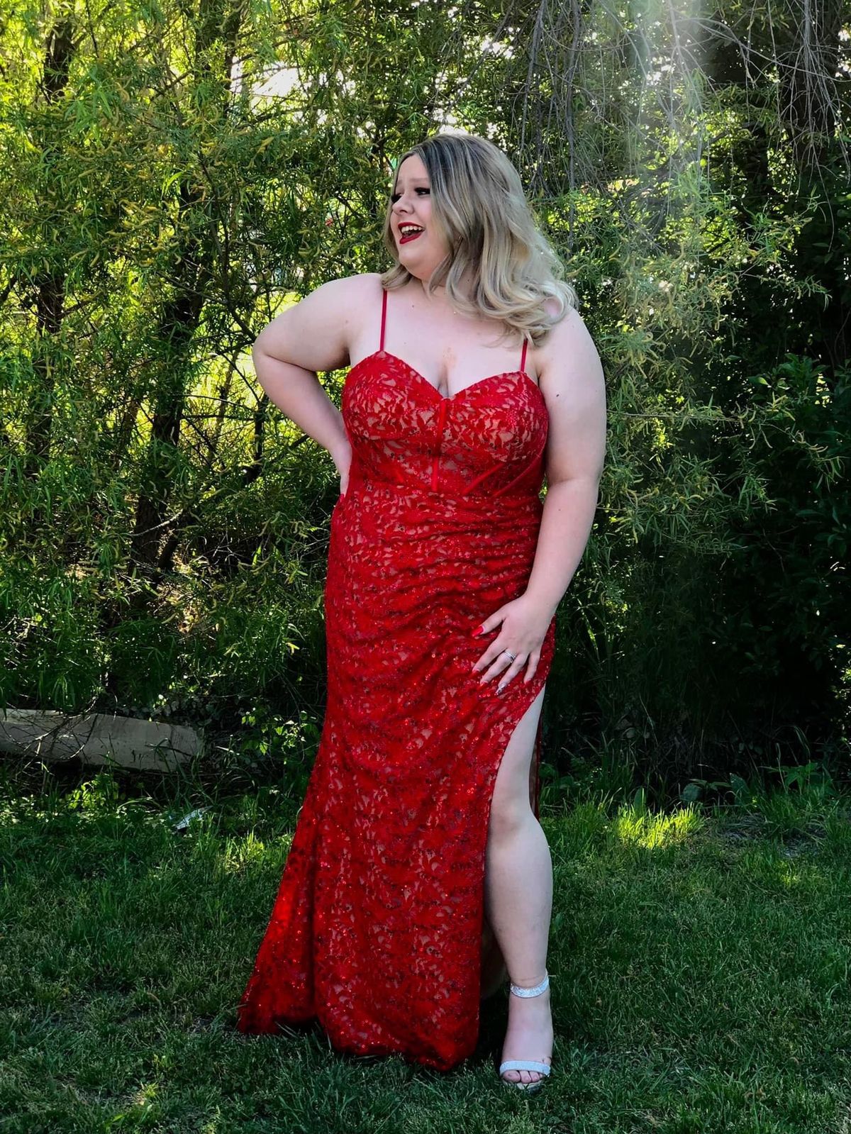 galina signature Plus Size 18 Prom Red Floor Length Maxi on Queenly