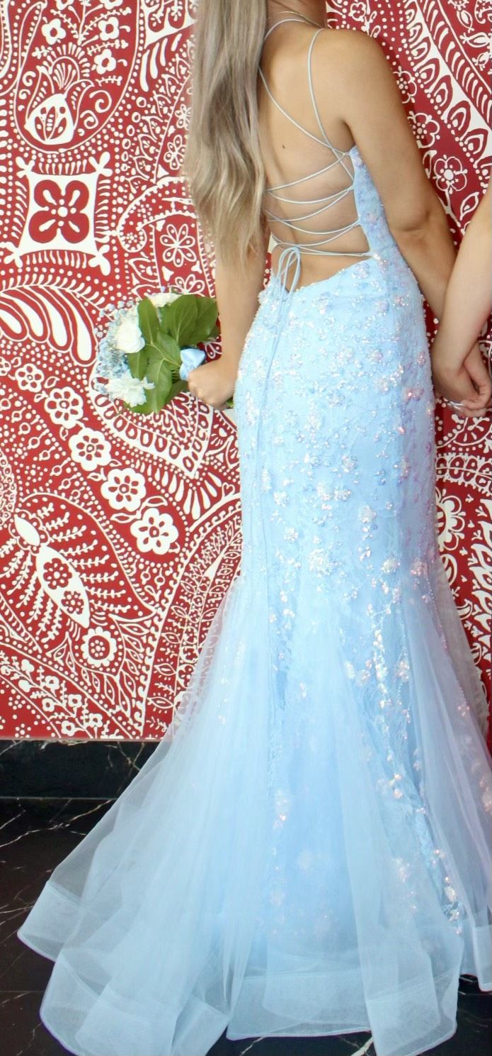 Amarra Size 4 Prom Blue Mermaid Dress on Queenly