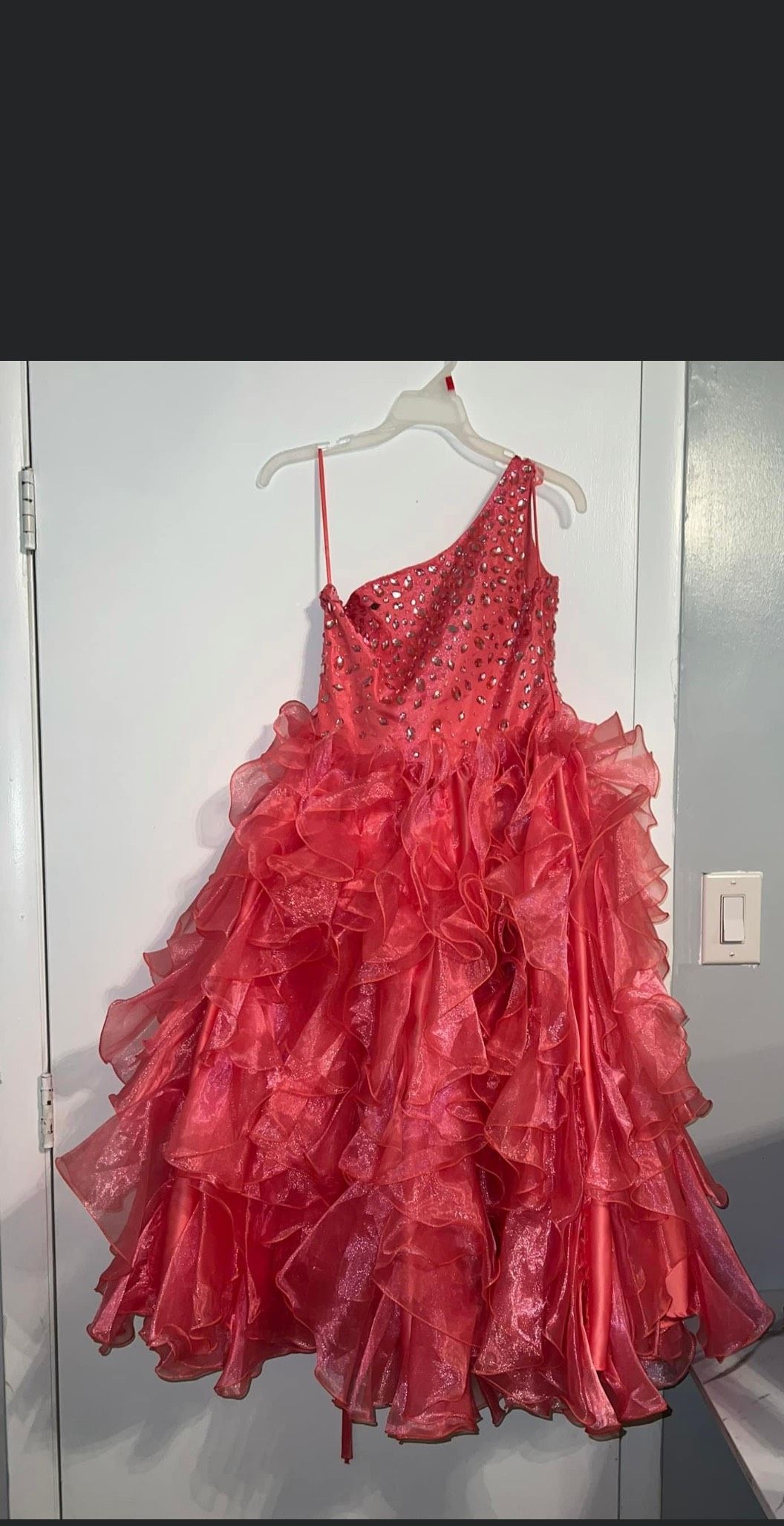 Girls Size 10 Pageant Pink Ball Gown on Queenly